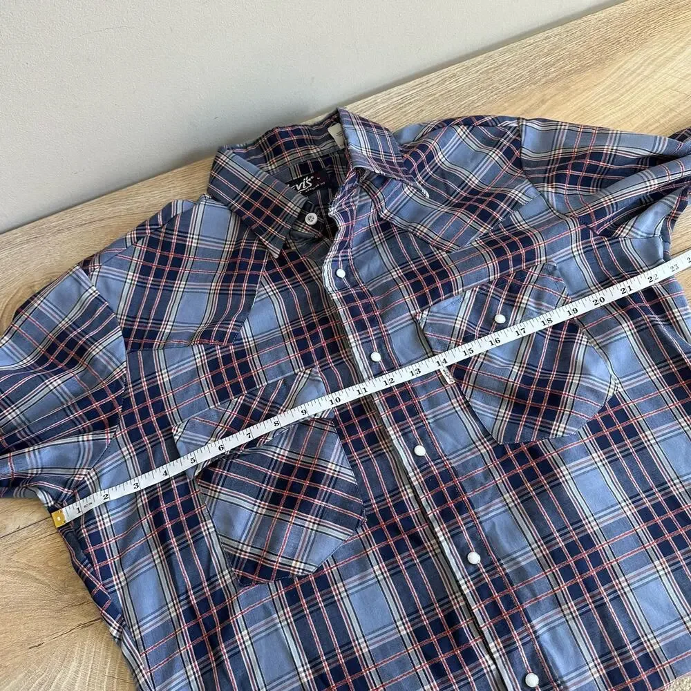 Levi's Vintage 80s Western Pearl Snap Plaid Shirt White tab L